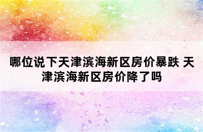 哪位说下天津滨海新区房价暴跌 天津滨海新区房价降了吗